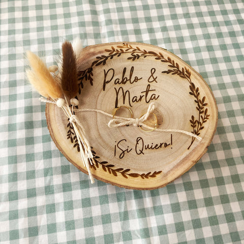 Porta alianzas Rodaja personalizado para anillos boda