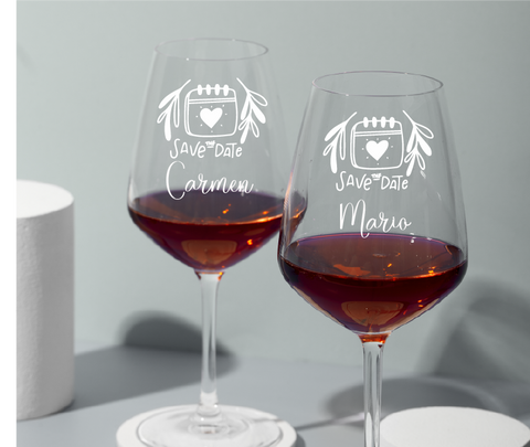 Copas de vino personalizadas modelo Save the date