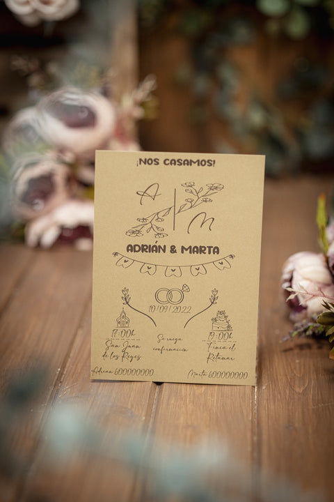 Invitación Boda Craft