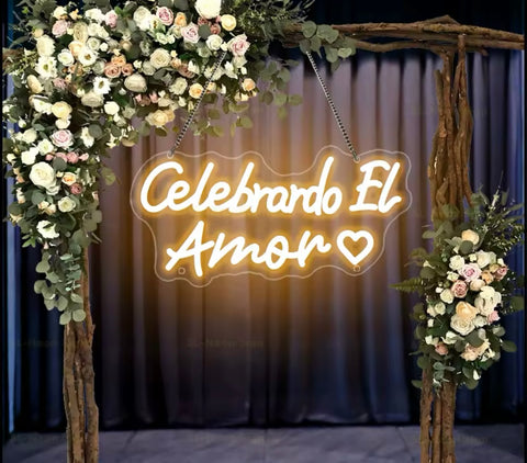 Neón celebrando el amor bodas