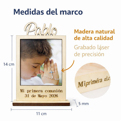 Marco de fotos personalizado comunión o bautizo