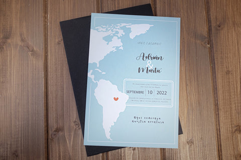 Invitación Boda Mapa mundo