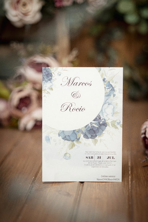 Invitación Boda Azul