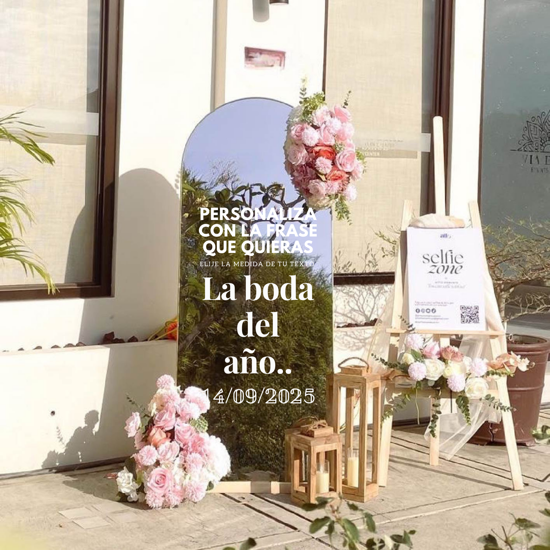 Vinilo Frase espejo boda personalizable – El Dosel de las Flores, image size:1920x1920