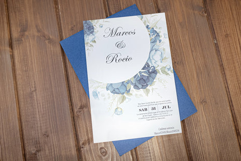 Invitación Boda Azul