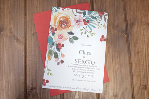 Invitación Boda Rosa inglesa
