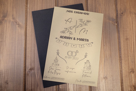 Invitación Boda Craft