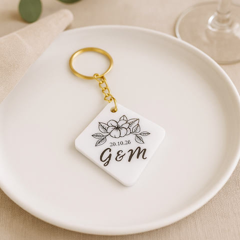 Llavero Iniciales novios para bodas y eventos