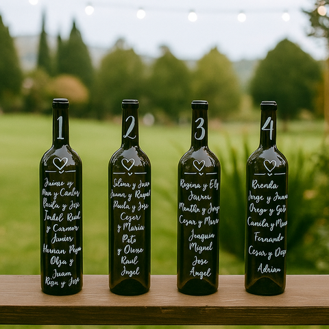 Vinilo adhesivo Plan de mesa botellas - Bodas y eventos