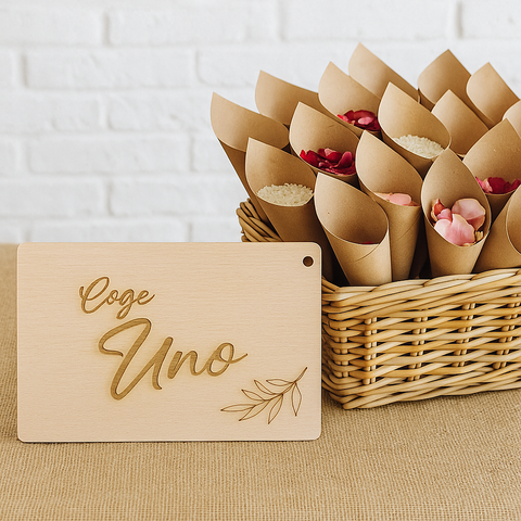 Cartel madera Coge uno- Bodas y eventos