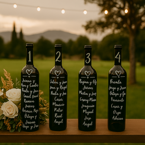 Vinilo adhesivo Plan de mesa botellas - Bodas y eventos