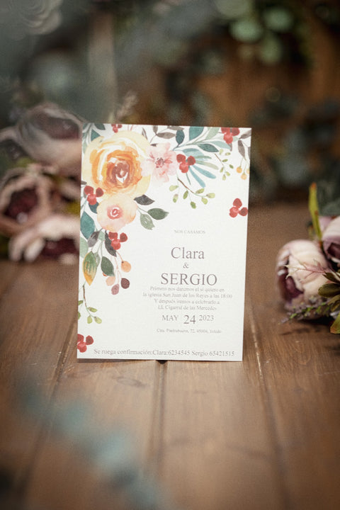 Invitación Boda Rosa inglesa