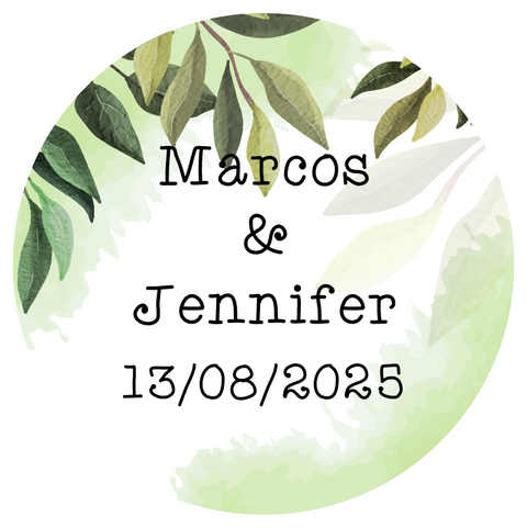 Pegatina boda selva personalizada