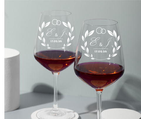 Copas de vino personalizadas modelo circulo laurel