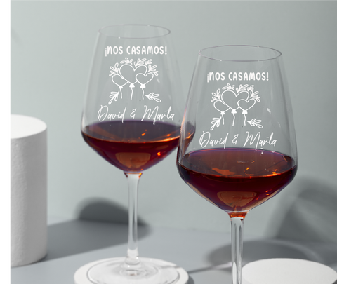 Copas de vino personalizadas modelo Nos casamos