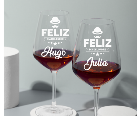 Copas de vino personalizadas modelo Feliz dia del padre