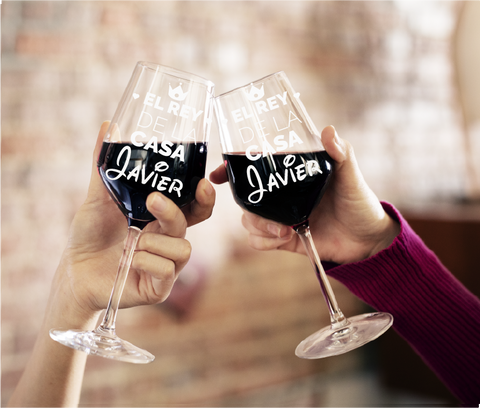 Copas de vino personalizadas modelo Rey de la casa